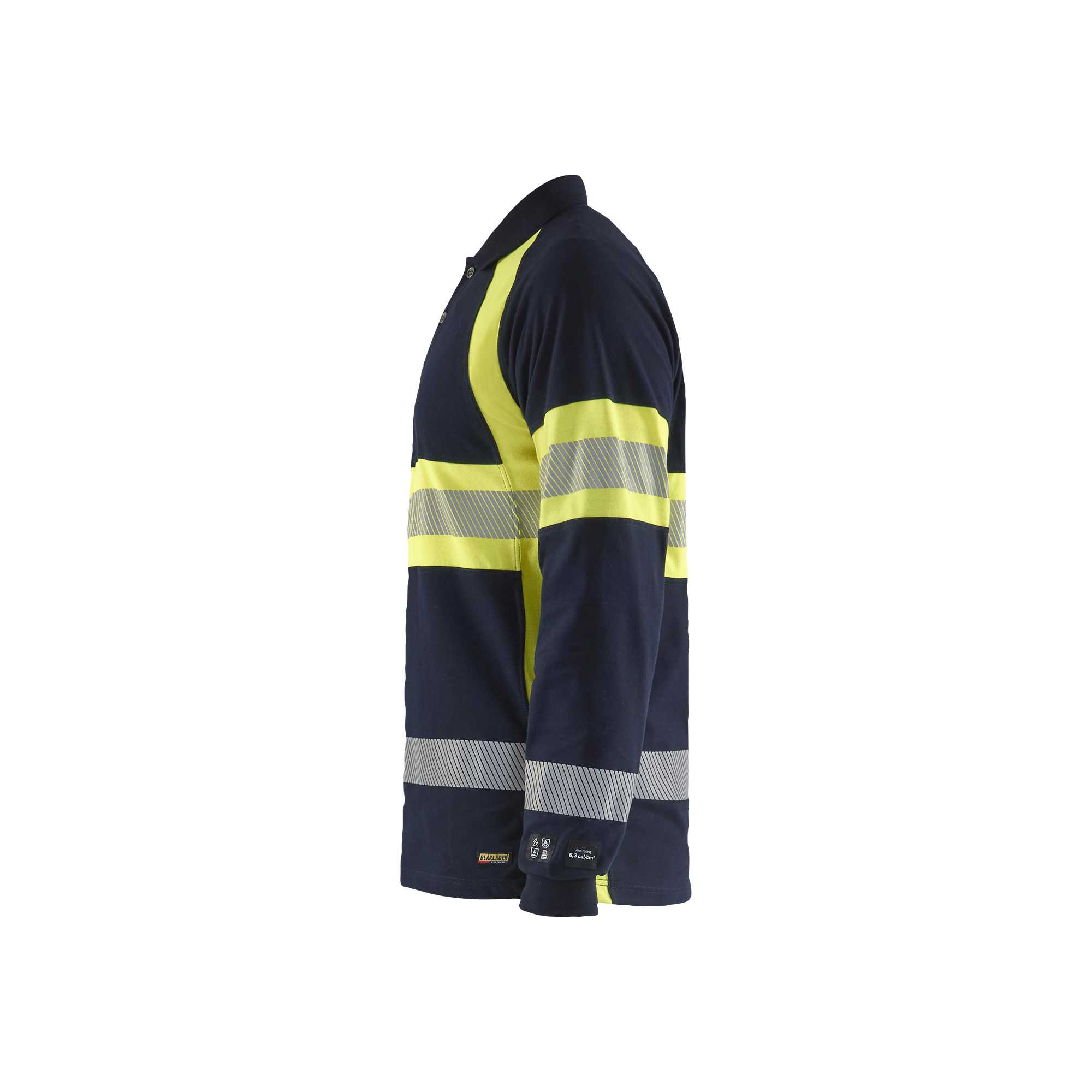 BLAKLADER 34381741 Multinorm Long sleeved Polo Hi Vis Reflective Long Sleeve Work Polo MEN - Flame Retardant